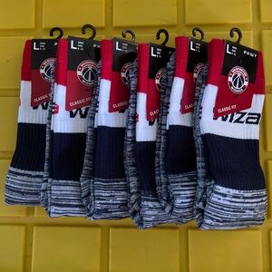 NEW Washington Wizards 6 Pair  MENS Socks Shoe Size 6-12 LG NBA